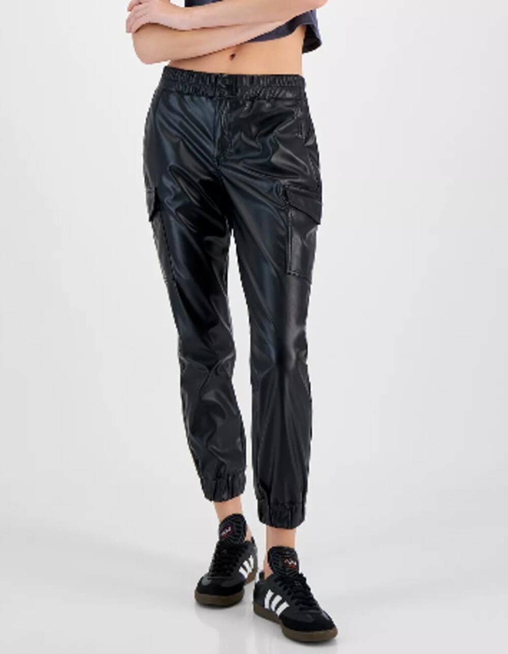 Madden Girl Juniors' Faux Leather High-Rise Jogger PantsXS
